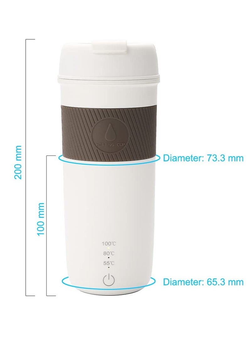 Portable Travel Heating Mug, Mini Electric Cup, 55℃ / 80℃ / 100℃ Optional, 304 Stainless Steel Liner Kettle, 12 Hours Insulation Function, 300W 350 ml Fashion Electric Thermos, Automatic Shut-Off