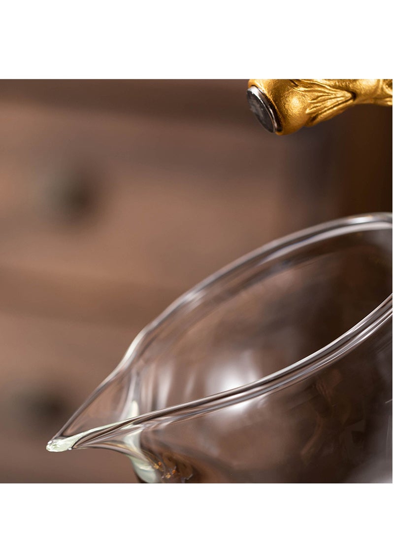 Glass Magnetic Teapot with Infuser, Semi-Automatic Heat Resistant Teapot, Magnetic Water Diversion, Suitable for Kungfu Tea and Coffee, Lazy Kungfu Drip Design (Dragon)