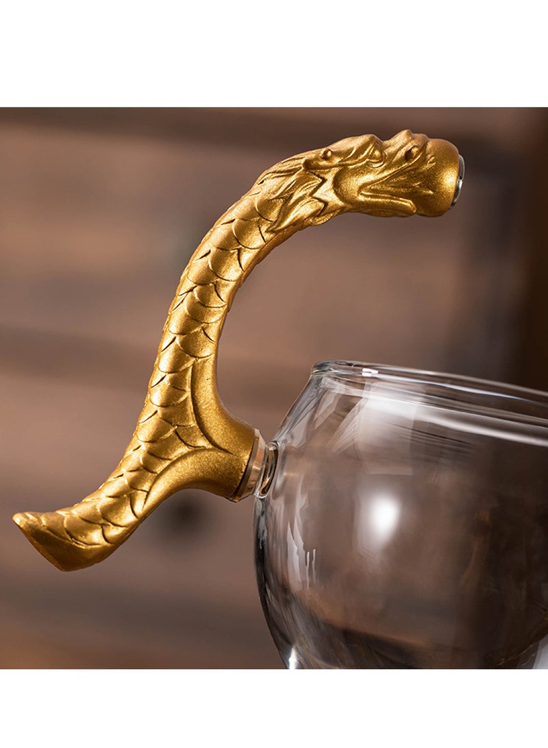 Glass Magnetic Teapot with Infuser, Semi-Automatic Heat Resistant Teapot, Magnetic Water Diversion, Suitable for Kungfu Tea and Coffee, Lazy Kungfu Drip Design (Dragon)