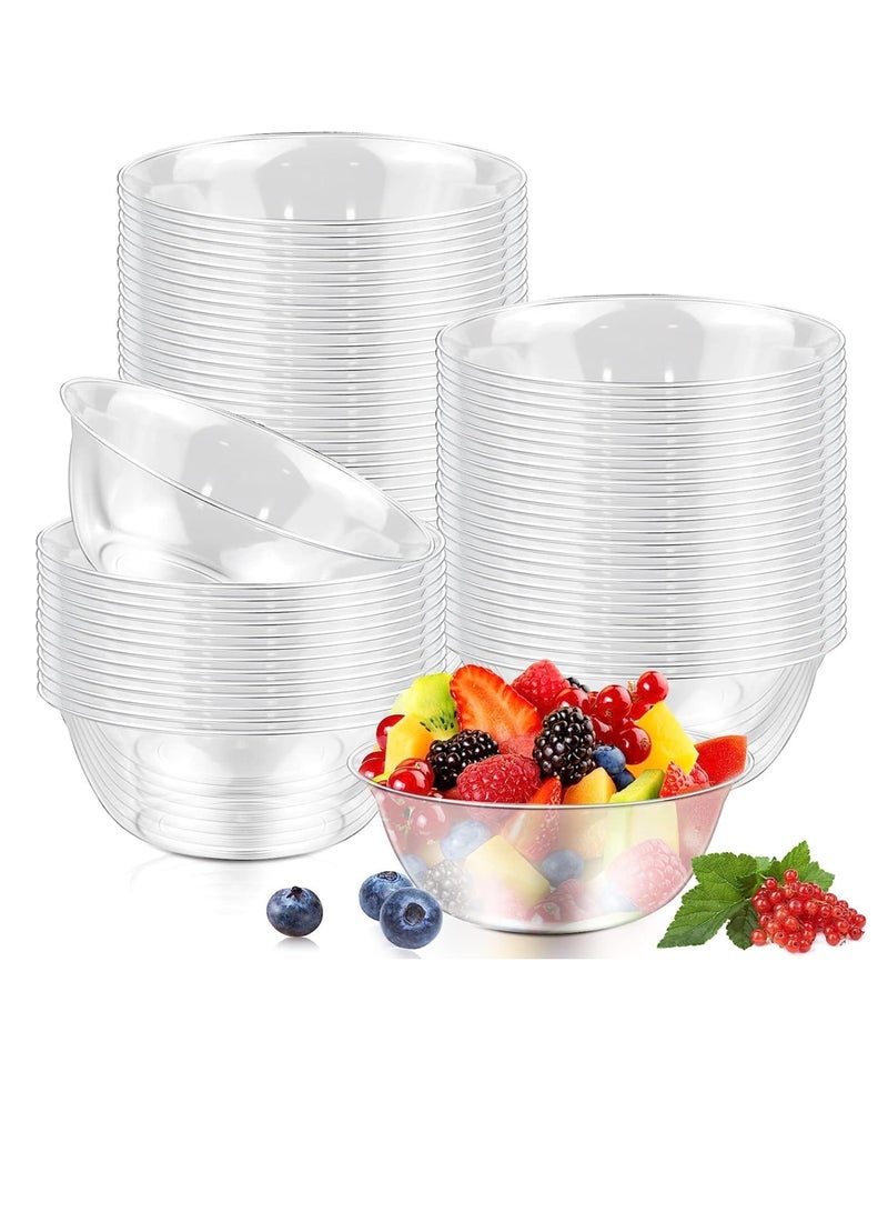 Clear Premium Plastic Bowls, Hard Plastic Bowls, Clear Salad Bowl Disposable Soup Ice Cream Candy Serving for Wedding Birthday Dessert Party Bowls For Catering, Parties, Buffets, Events 50 Pack