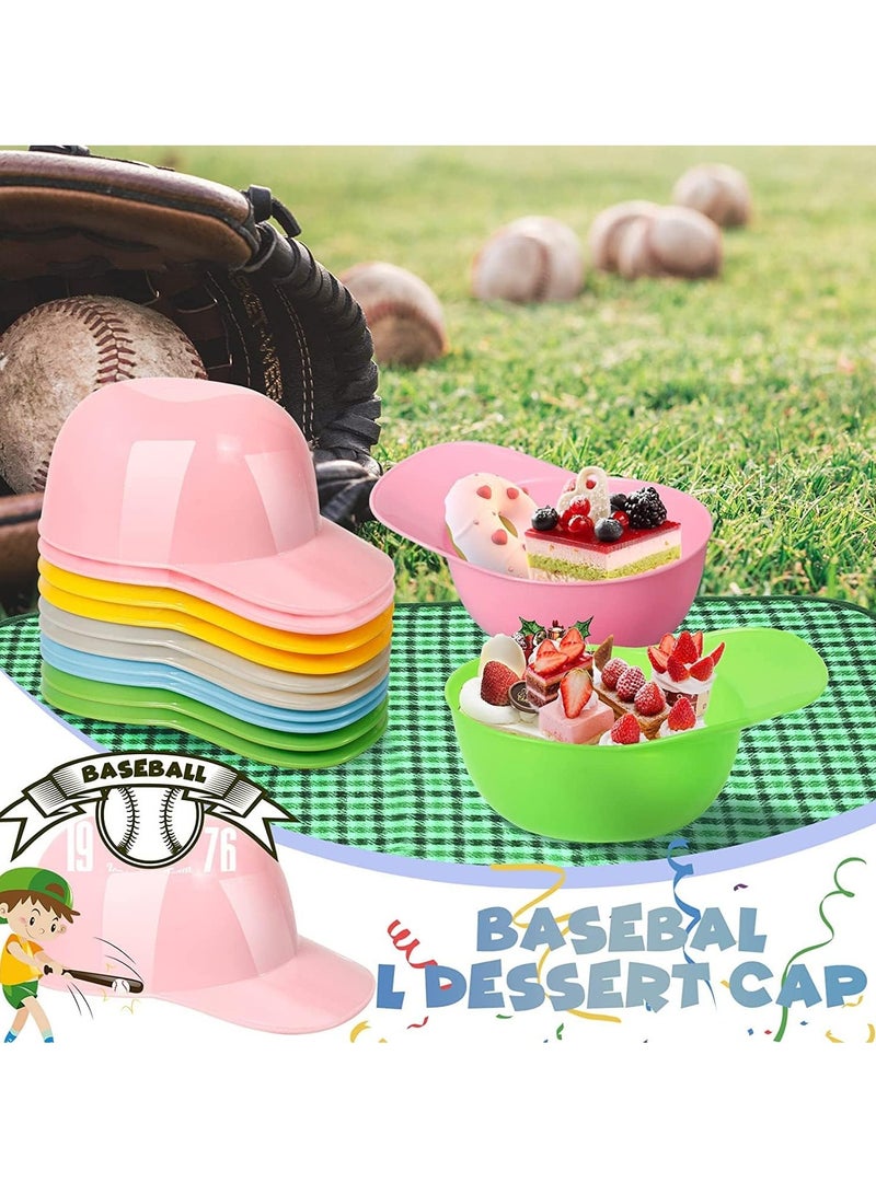 Ice Cream Snack Bowl Dessert Cups Baseball Helmet Baseball Theme Party Supplies 8 oz Mini Sundae Bowls Baseball Plates Disposable Plastic Taster Dessert Ice Cream Spoon for Party Birthday 40 Pcs