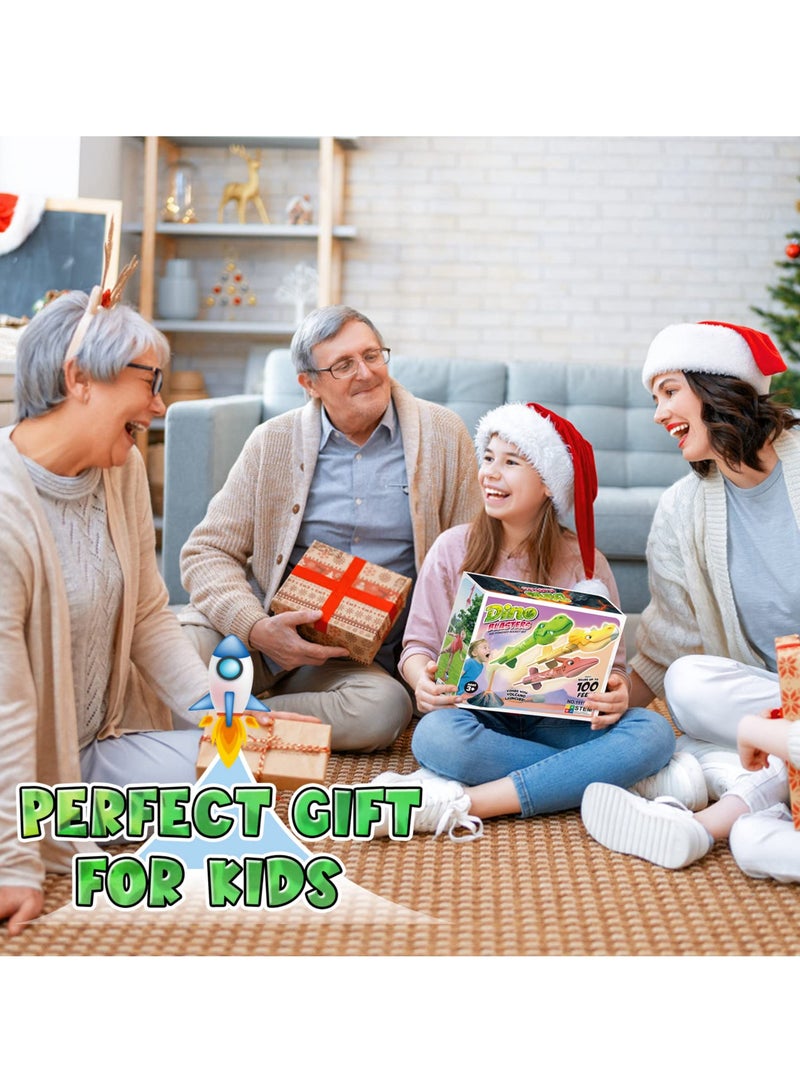 SYOSI Dinosaur Rocket Toy Launcher, Stomp Toy Rocket for Kids Boys Toys Age 3-8 Year Old Kids Rocket Launcher Toy with 3 Dinosaur Rockets