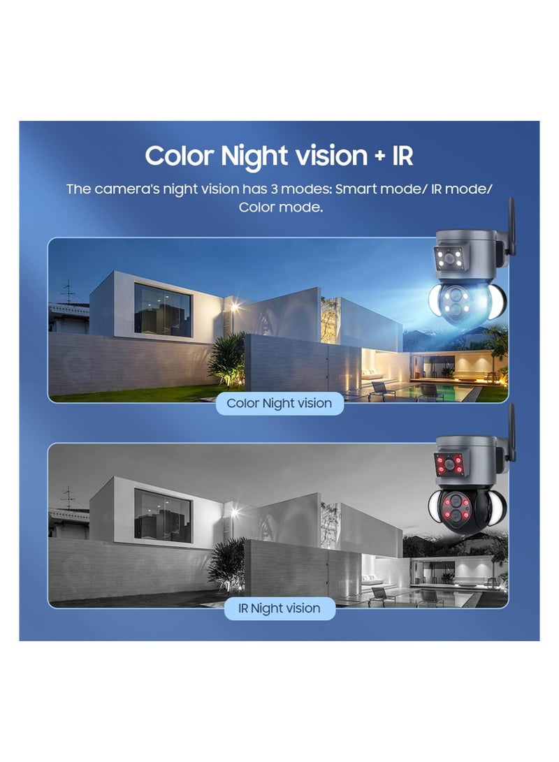 Security Camera Outdoor 4MP 10X Optical Zoom Dual-Lens Wifi Wireless Camera 360° Pan/Tilt/Zoom Security Camera System with Motion Tracking Two-Way Talk Siren Alarm Color Night Vision