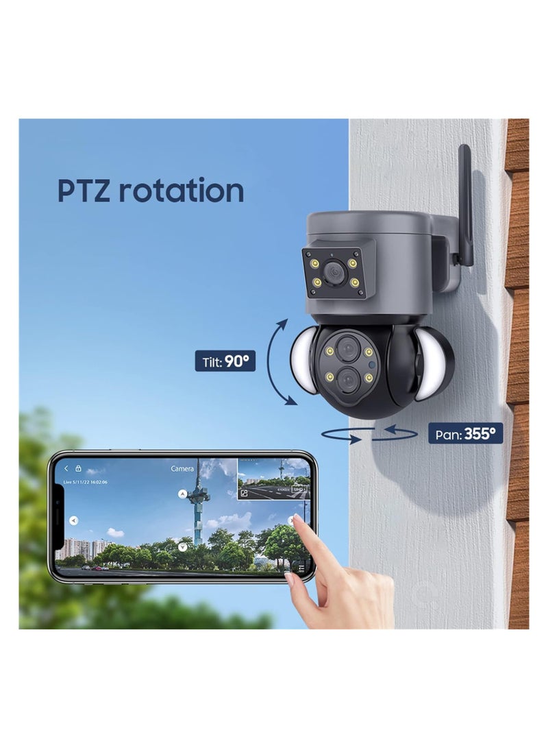 Security Camera Outdoor 4MP 10X Optical Zoom Dual-Lens Wifi Wireless Camera 360° Pan/Tilt/Zoom Security Camera System with Motion Tracking Two-Way Talk Siren Alarm Color Night Vision