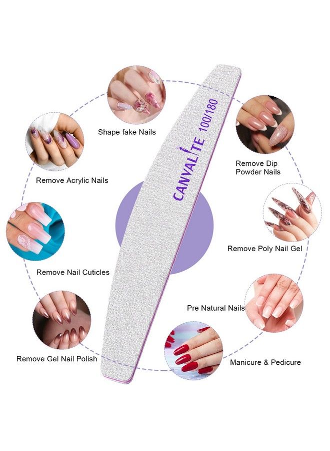 10 Pcs Nail File Professional Nail Files Reusable Double Sided Emery Board(100180 Grit) Nail Styling Tools For Home And Salon Use