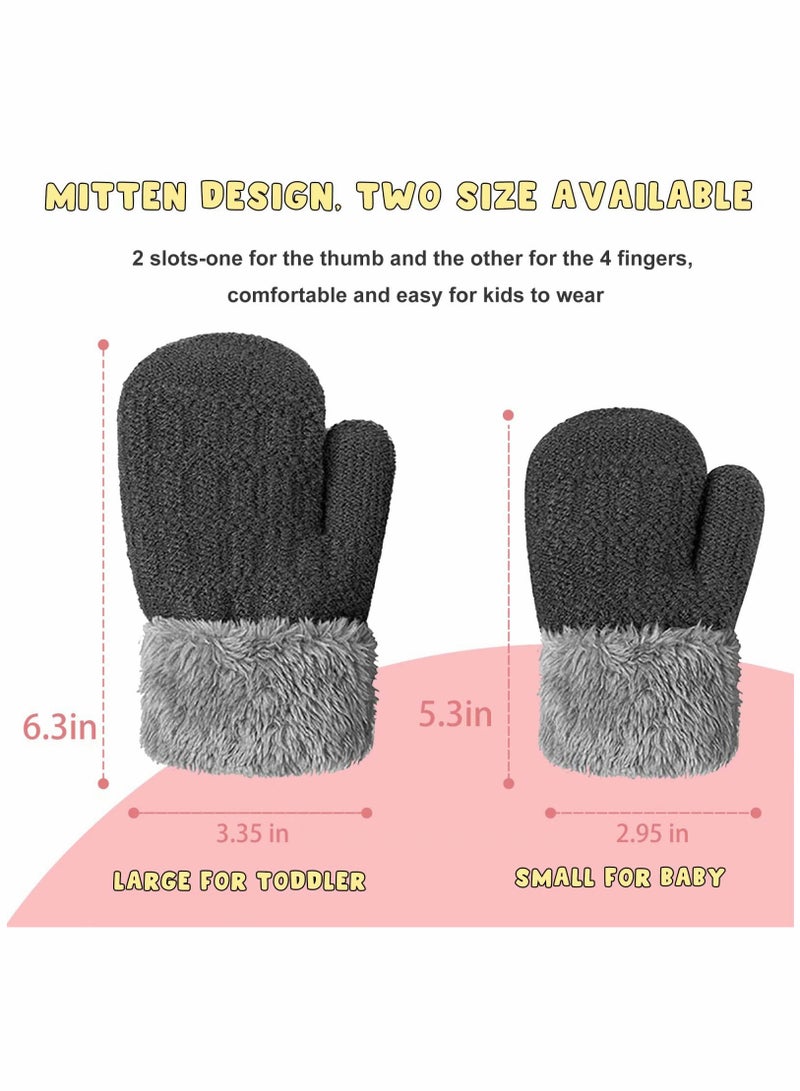 Cute and Warm Fleece-Lined Winter Mittens for Baby, Kids, Toddlers, and Newborns - Thick Thermal Gloves for Boys and Girls, Unisex Design for Ultimate Comfort and Warmth.