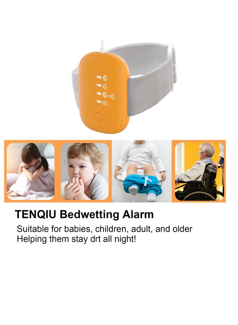 Bedwetting Alarm for Boys and Girls, USB Rechargeable, Pee Alarm with Music Optional and Volume Control, 3 Working Modes, Bed-wetting Sensor for Kids Adults(Orange)