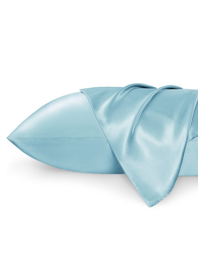 Satin Pillowcase For Hair And Skin Queen Light Blue Silky Pillowcase 20X30 Inches Satin Pillow Cases Set Of 2 With Envelope Closure Similar To Silk Pillow Cases Gifts For Women Men