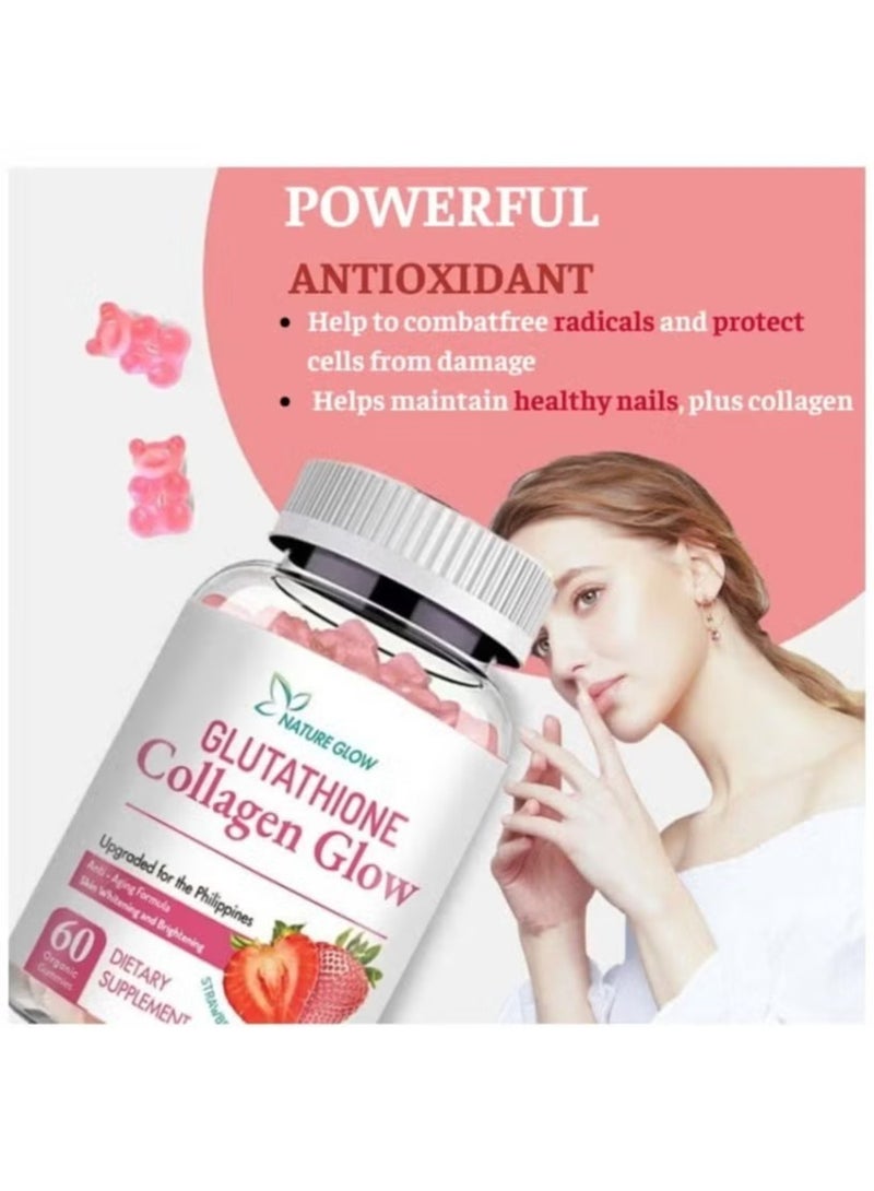 Nature Glutathione Collagen Glow Original Glutathione Gummies add Collagen Anti-Aging Whitening Skin