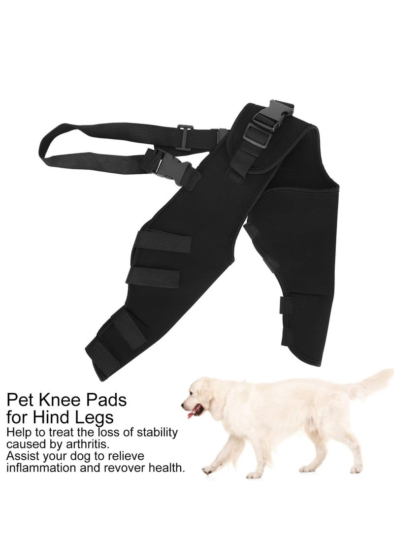 Pet Dog Hind Legs Protector, Adjustable Knee Brace Leg Support, Dog Hock Brace Rear Leg Joint Wrap Protects, Shockproof, Heat Preservation and Elastic, for Dogs Hind Legs Recover (Black)