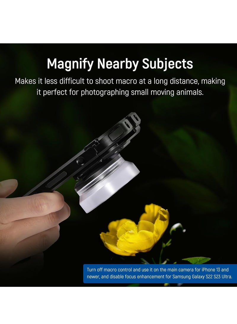 10X HD Macro Lens for Phones with Detachable Diffuser Hood, Compatible with 17mm Thread Backplate for SmallRig iPhone and Samsung Phone Cages with 17mm Lens Adapter.