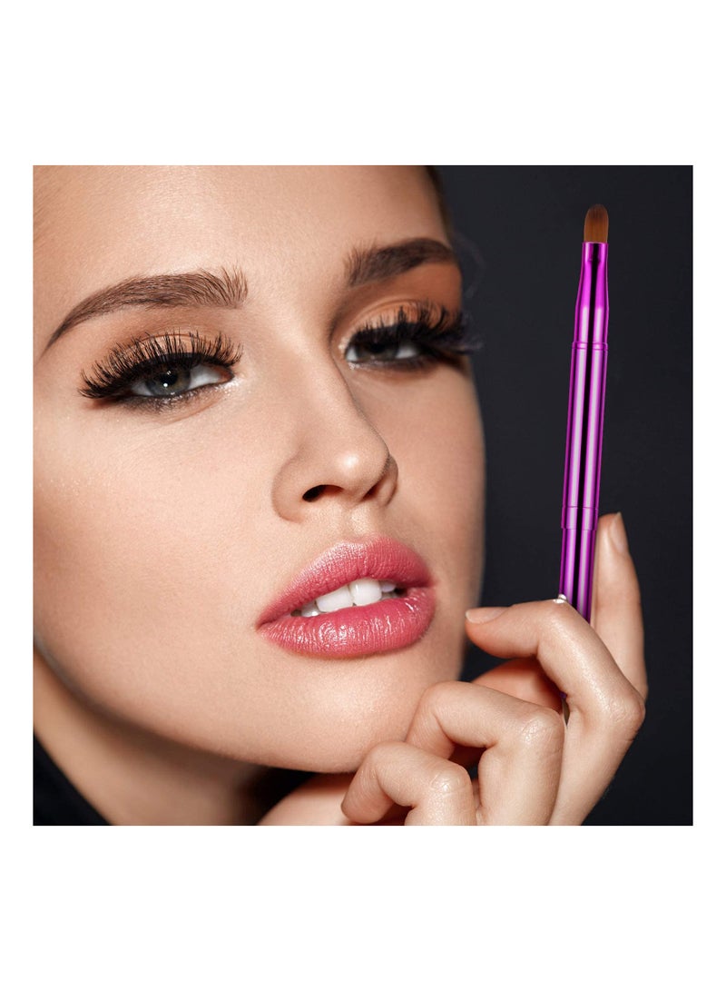 Retractable Dual-End Lip and Concealer Brush Set - 3 Portable Makeup Applicators for Lipstick, Eyeshadow, and Foundation - Perfect for On-the-Go Touch-Ups!