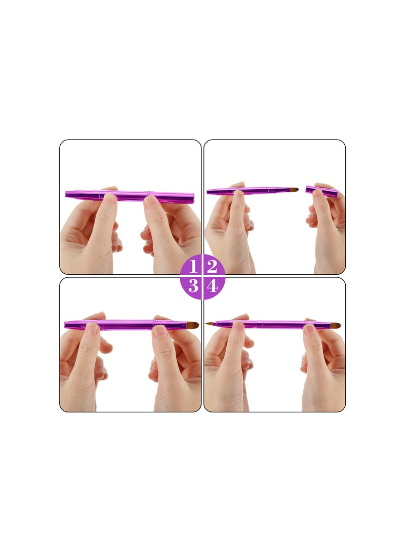 Retractable Dual-End Lip and Concealer Brush Set - 3 Portable Makeup Applicators for Lipstick, Eyeshadow, and Foundation - Perfect for On-the-Go Touch-Ups!