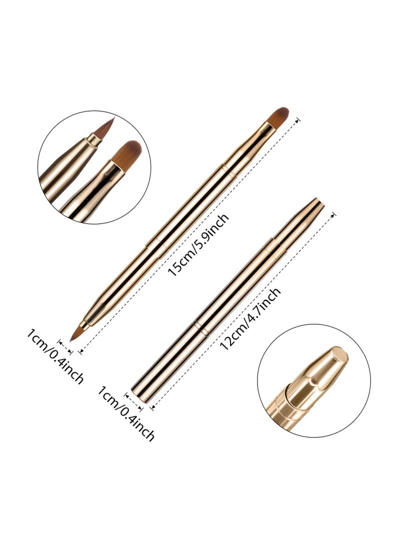 Retractable Dual-End Lip and Concealer Brush Set - 3 Portable Makeup Applicators for Lipstick, Eyeshadow, and Foundation - Perfect for On-the-Go Touch-Ups!