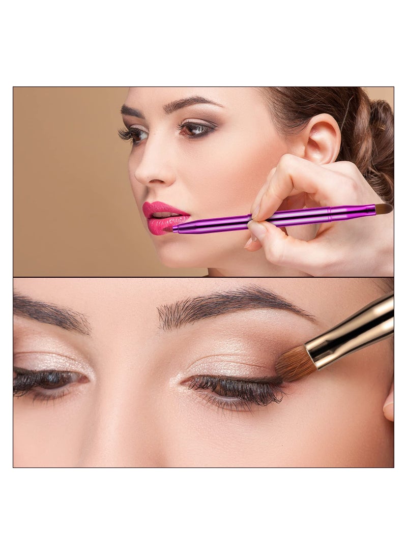 Retractable Dual-End Lip and Concealer Brush Set - 3 Portable Makeup Applicators for Lipstick, Eyeshadow, and Foundation - Perfect for On-the-Go Touch-Ups!