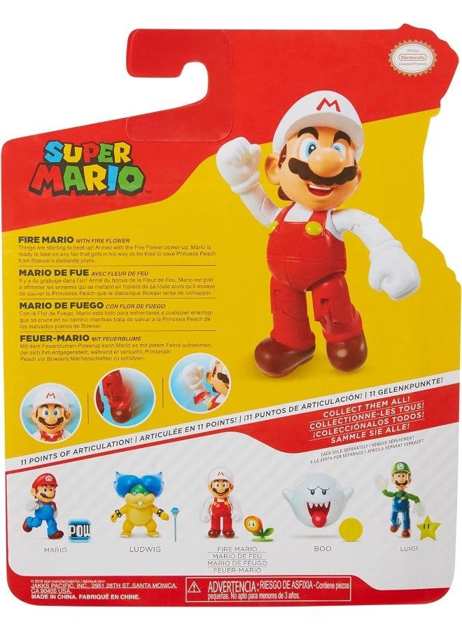 Super Mario Fire Mario Figure with Fire Flower Accessory