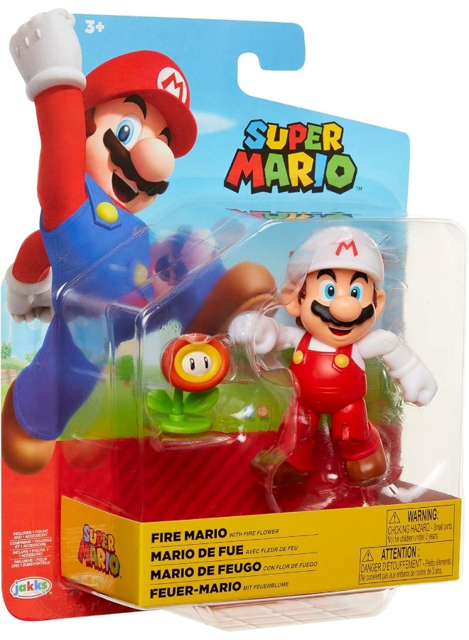 Super Mario Fire Mario Figure with Fire Flower Accessory