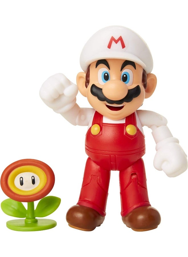 Super Mario Fire Mario Figure with Fire Flower Accessory