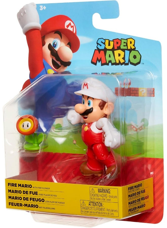 Super Mario Fire Mario Figure with Fire Flower Accessory