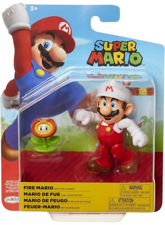 Super Mario Fire Mario Figure with Fire Flower Accessory