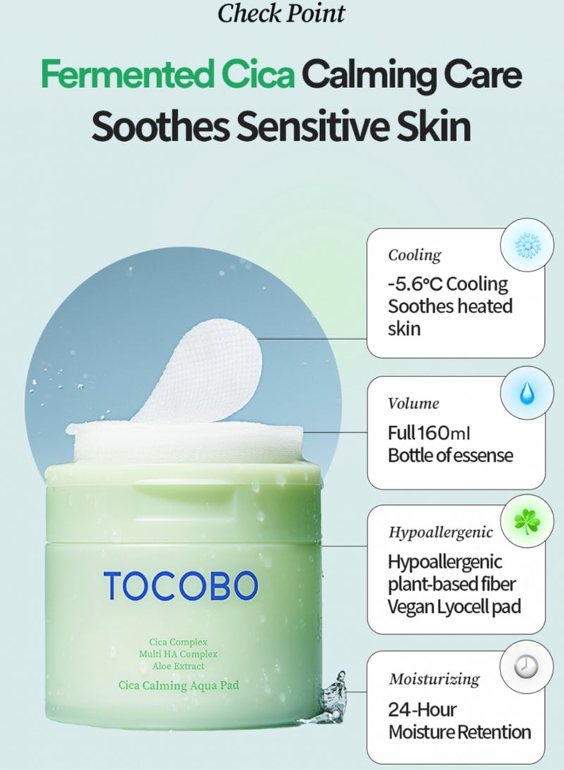 TOCOBO Cica Calming Aqua Pad - 60 Pads | Soothing & Hydrating | Cica-Infused Skincare | Calms and Refreshes Skin