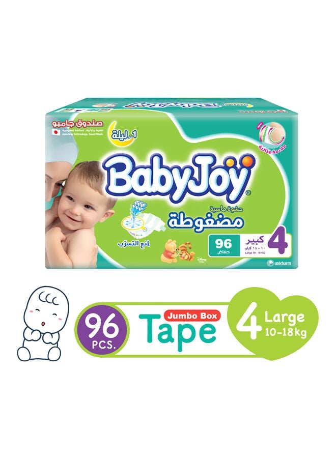 Compressed Diamond Pad Large Diapers, Jumbo Pack (10-18 Kg), 96 Count