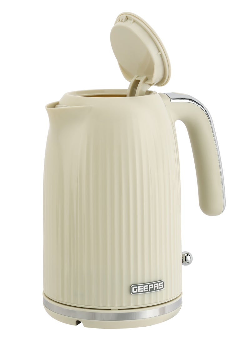 Fluted Jug Kettle With Rapid Boil Technology 360-Degrees Rotation Boil Dry Protection And Automatic Shut-Off 1.7 L 3000 W GK38068UK-CR Beige