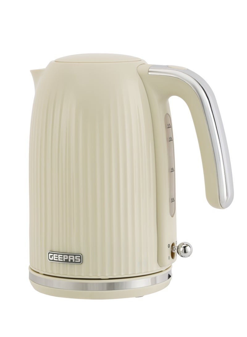 Fluted Jug Kettle With Rapid Boil Technology 360-Degrees Rotation Boil Dry Protection And Automatic Shut-Off 1.7 L 3000 W GK38068UK-CR Beige