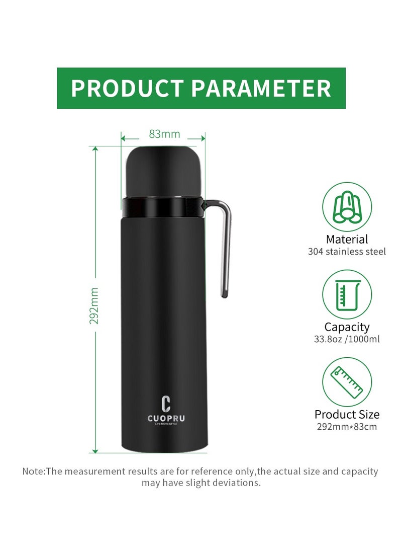 Yerba Mate Kit Including Mate Cup, 1000ml  Insulated Bottle, Tea Filter and Tea Shaver, Bombilla Straw, and Cleaning brush.