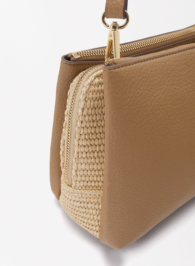 Straw-Effect Crossbody Bag