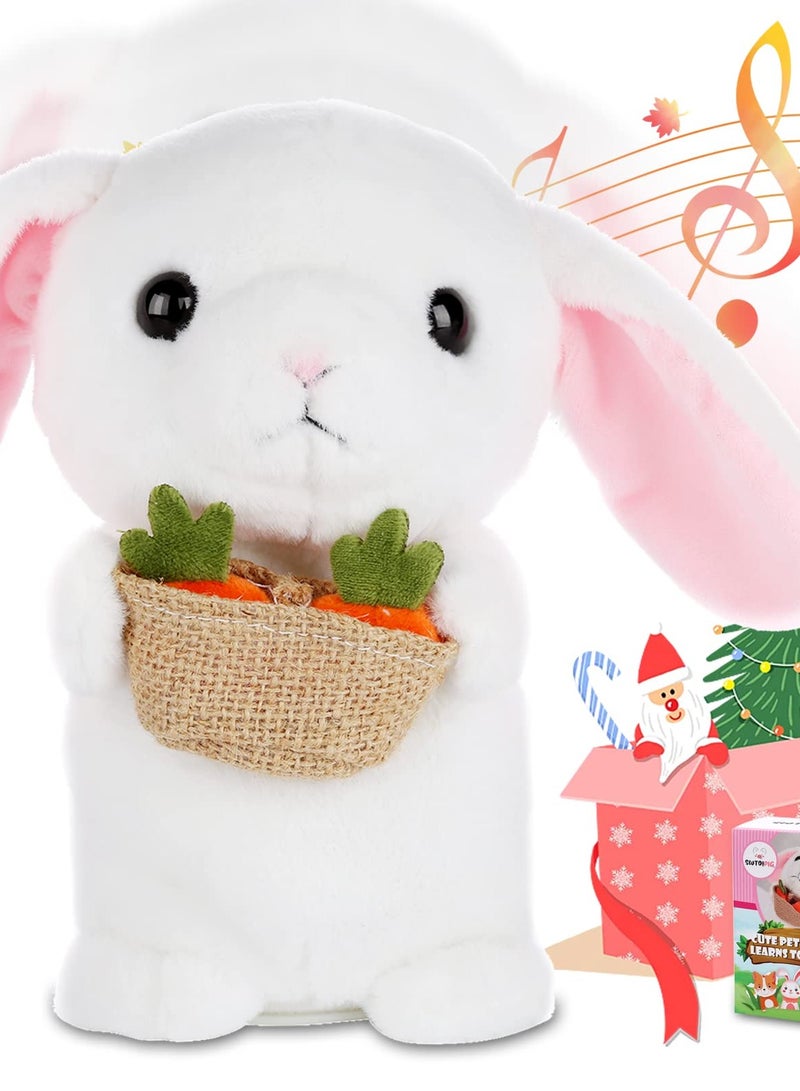 Interactive Talking Rabbit Plush Toy, Repeats Your Words, Dances and Shakes, Ideal Gift for Kids, Height: 7 Inches