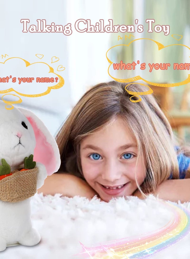 Interactive Talking Rabbit Plush Toy, Repeats Your Words, Dances and Shakes, Ideal Gift for Kids, Height: 7 Inches