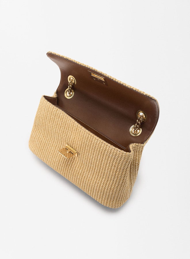 Straw-Effect Shoulder Bag