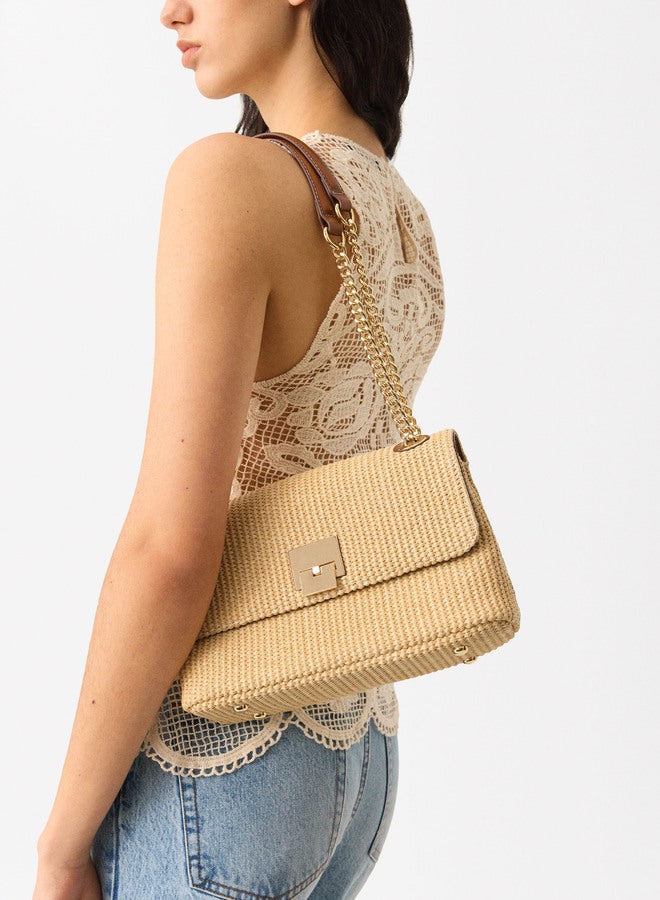 Straw-Effect Shoulder Bag