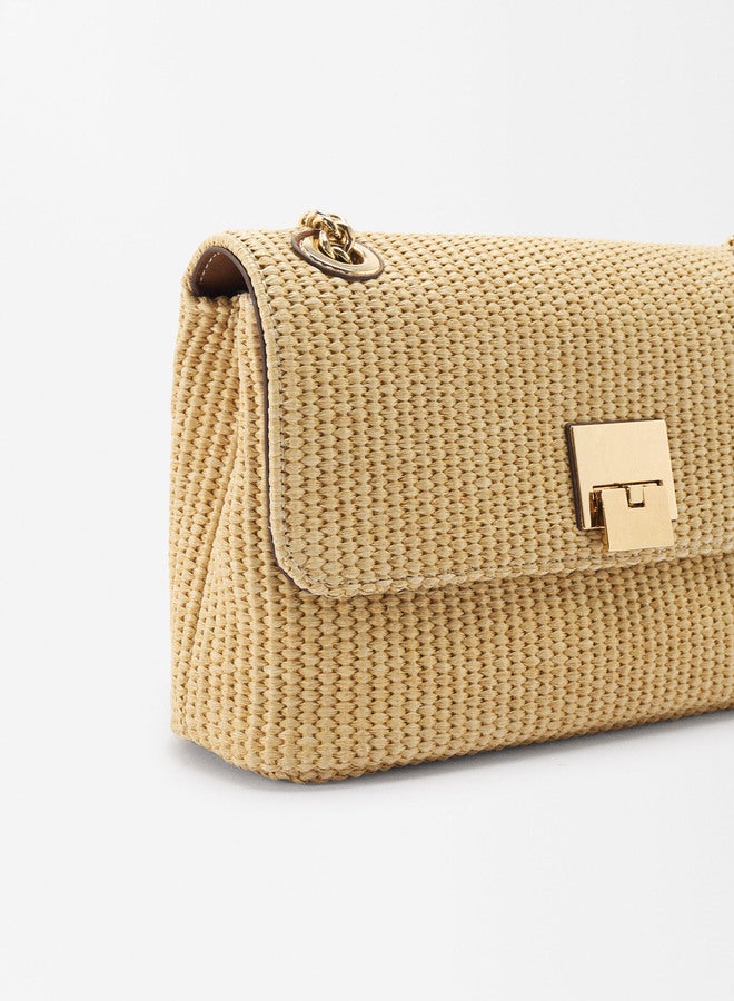 Straw-Effect Shoulder Bag