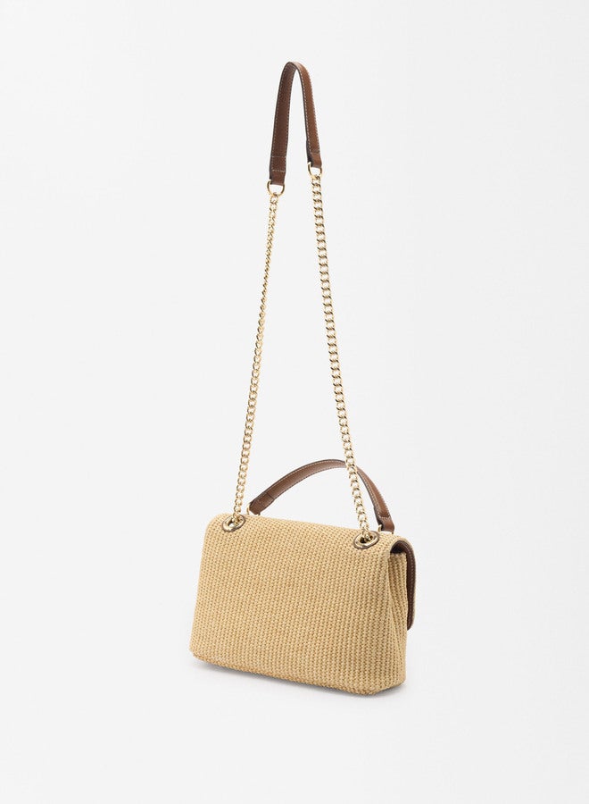 Straw-Effect Shoulder Bag