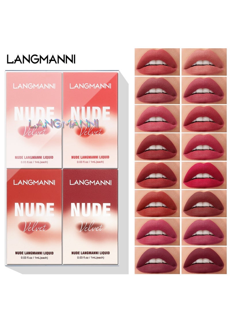 16 pcs/set Long-Lasting Velvet Matte Lipstick Set - Glazed Beauty Liquid Lip Gloss for Makeup