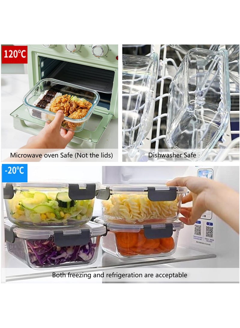 Glass Meal Prep Containers 2 Compartments, 5 Packs 35 oz, Airtight Glass Lunch Bento Box with Lids, Glass Food Storage Containers, Microwave, Freezer and Dishwasher Friendly 5-pack(2 Compartments）