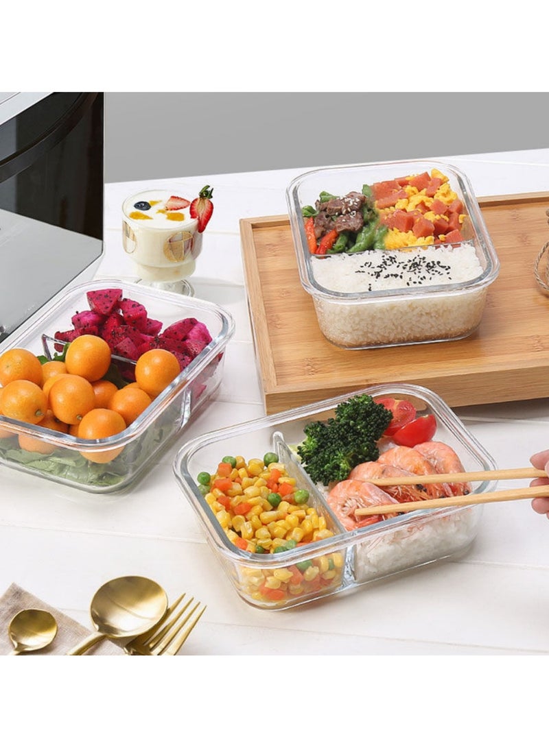 Glass Meal Prep Containers 2 Compartments, 5 Packs 35 oz, Airtight Glass Lunch Bento Box with Lids, Glass Food Storage Containers, Microwave, Freezer and Dishwasher Friendly 5-pack(2 Compartments）