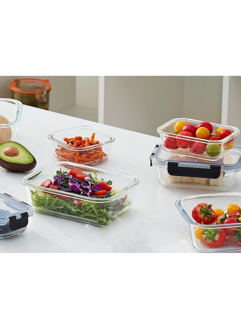 6-Pack Glass Food Storage Containers( 3-Pack36 oz and 3-Pack13.2 oz)with Lids, Lunch Containers  Portion Control, Airtight&microwave oven safe Glass Bento Box