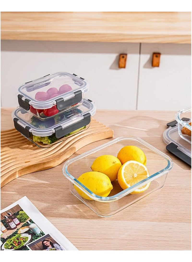 6-Pack Glass Food Storage Containers( 3-Pack36 oz and 3-Pack13.2 oz)with Lids, Lunch Containers  Portion Control, Airtight&microwave oven safe Glass Bento Box