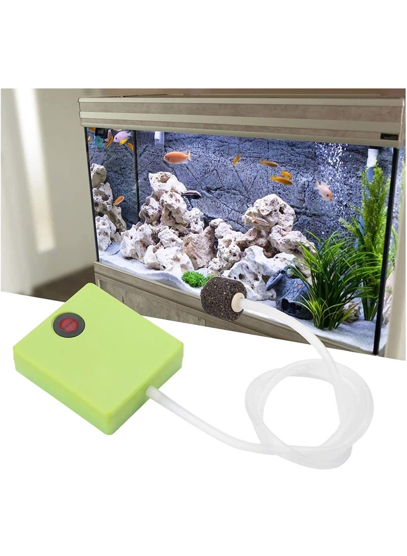 Portable Battery-Operated Aquarium Air Pump with Air Stone and Tube for Oxygen Aeration in Fish Tanks and Hydroponics - Ideal for Aquatic Life Support.