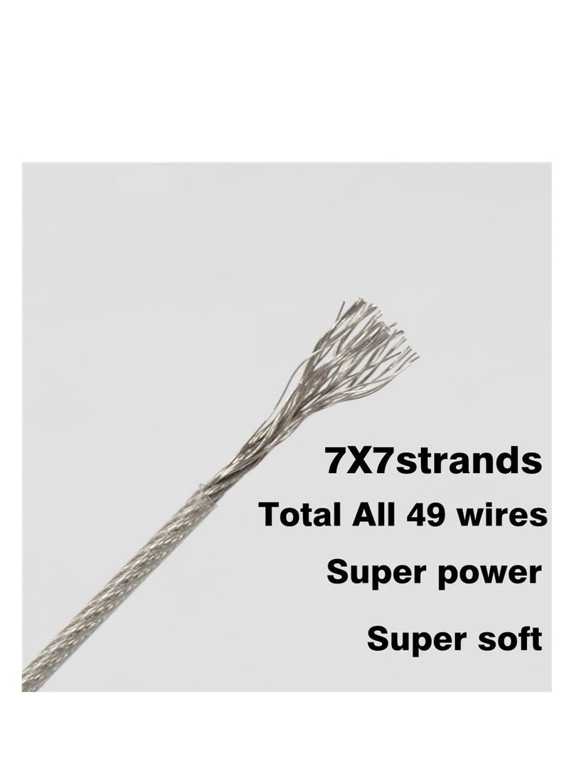 Durable 50m 70LB 0.8mm Stainless Steel Fishing Leader Wire 7x7 Structure for Jigging and Trace Fishing