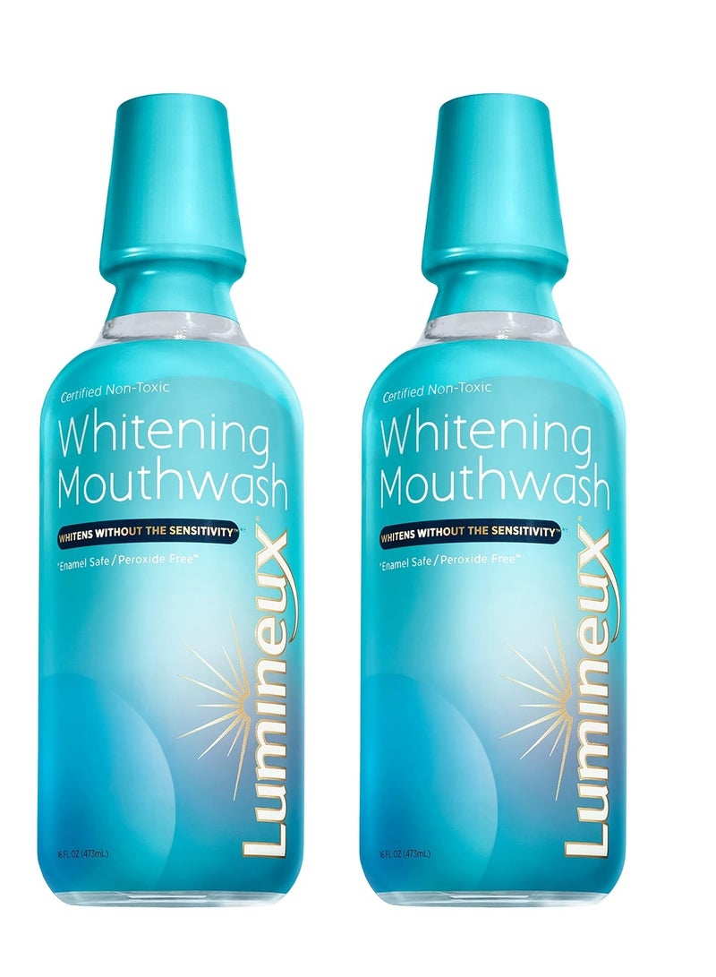 Lumineux Teeth Whitening Mouthwash, 16 Oz. 2 Pack - Peroxide Free - Enamel Safe - Whitening Without The Sensitivity - Certified Non-Toxic - NO Alcohol, Fluoride & SLS Free