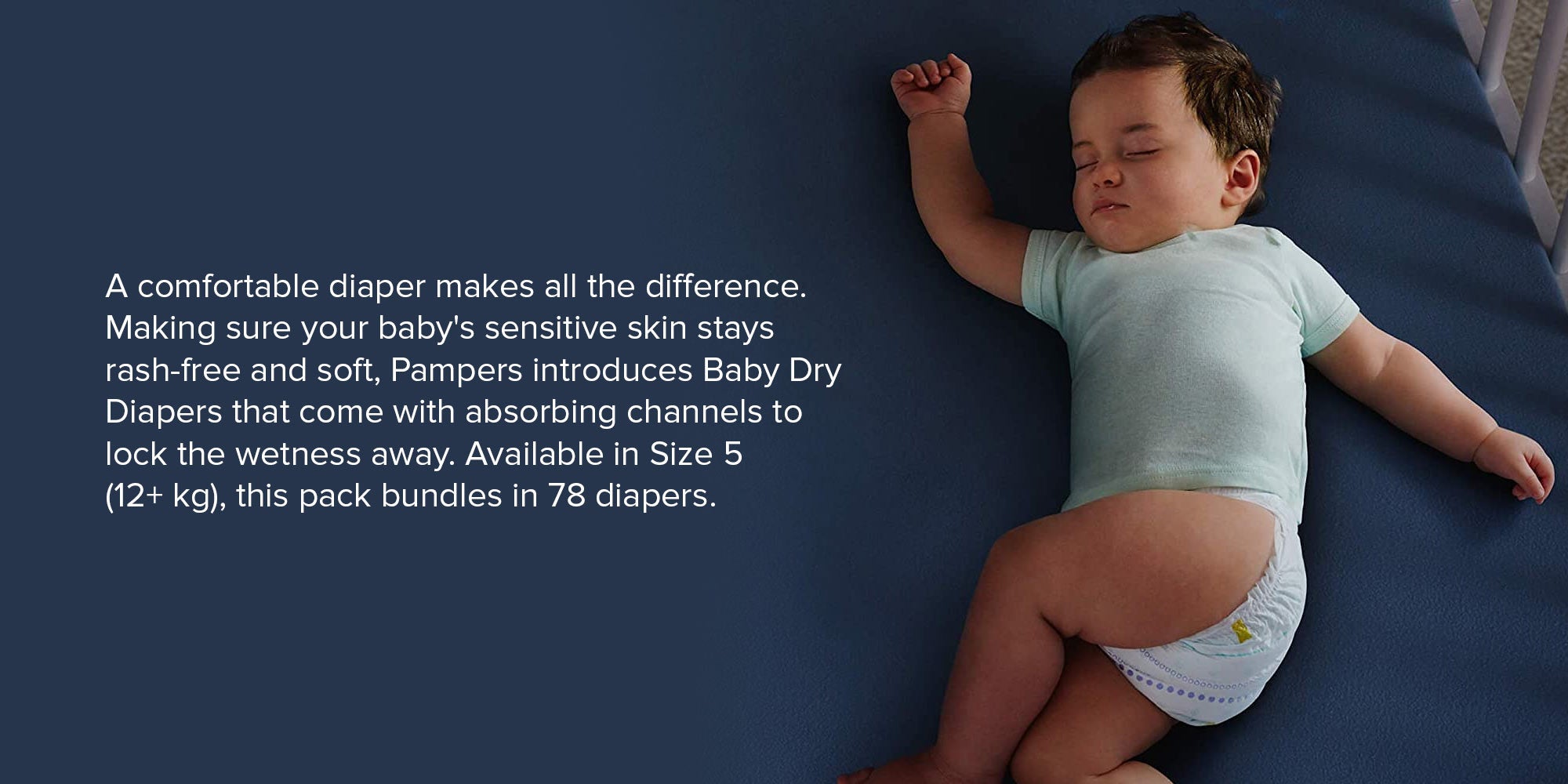 Baby Dry Diapers, Size 5 (12+ kg), 78 Count