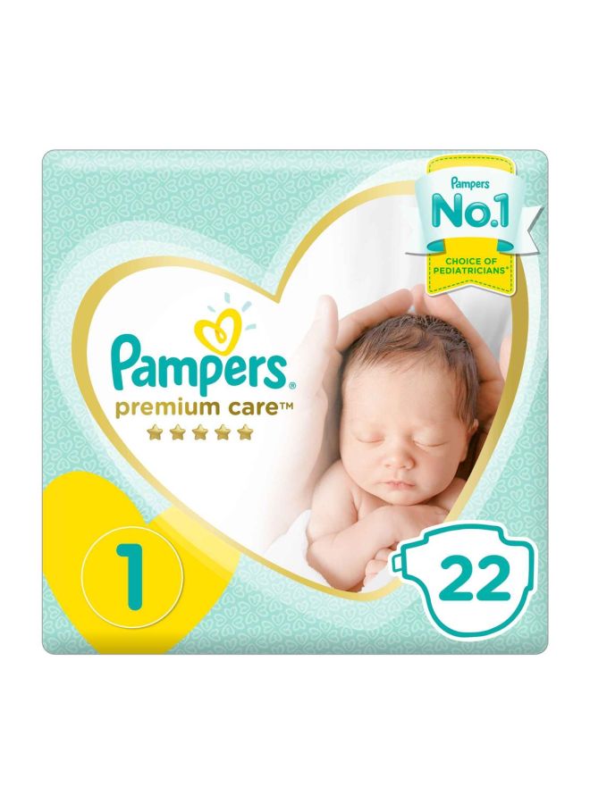 Premium Care Diapers, Size 1, 2-5 Kg, Carry Pack, 22 Count