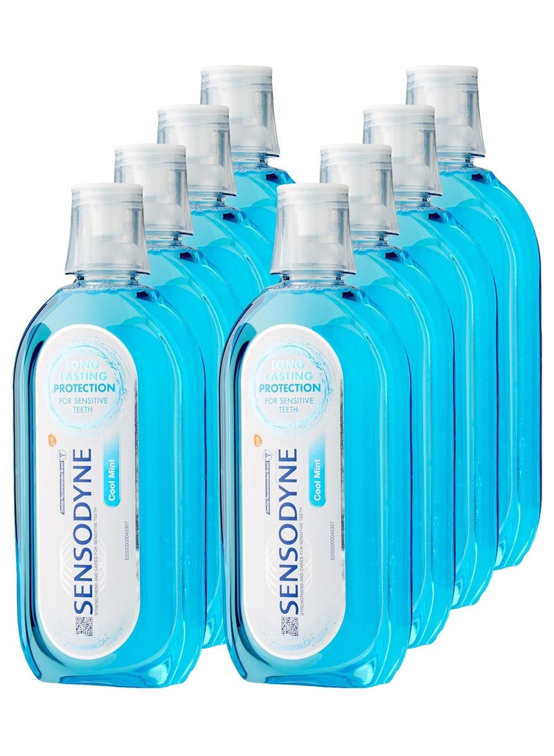 Sensodyne Mouthwash for Sensitive Teeth, Alcohol Free Mouth Wash, Cool Mint Flavour, 500 ml, Pack of 8