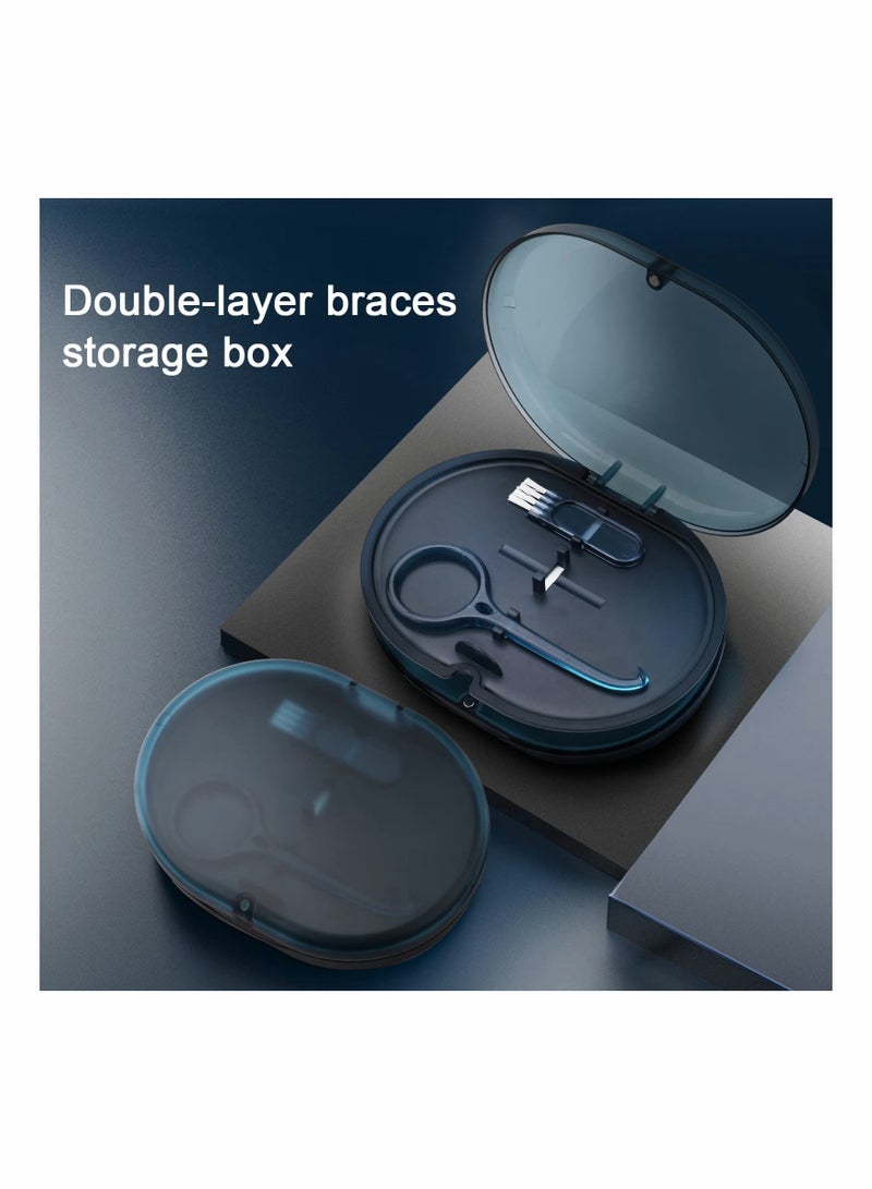 Portable Denture Storage Case with Cleaner Brush Travel Friendly Dental Container for Retainers and False Teeth