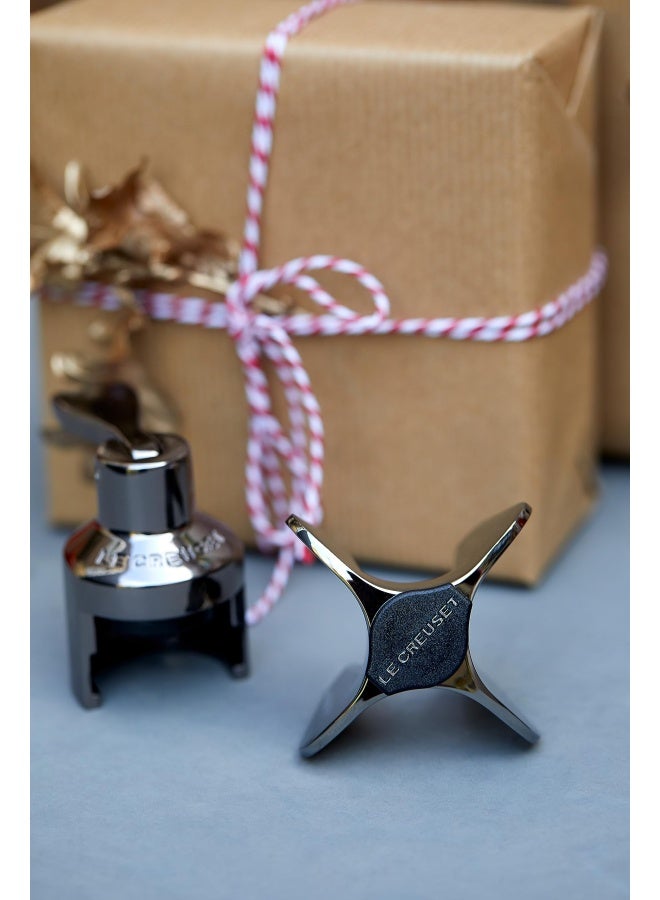 Le Creuset Metal Crown Sparkling Wine Stopper Model Sw 101 Ideal For Champagne Black Nickel With Lc Logo 59989016000625