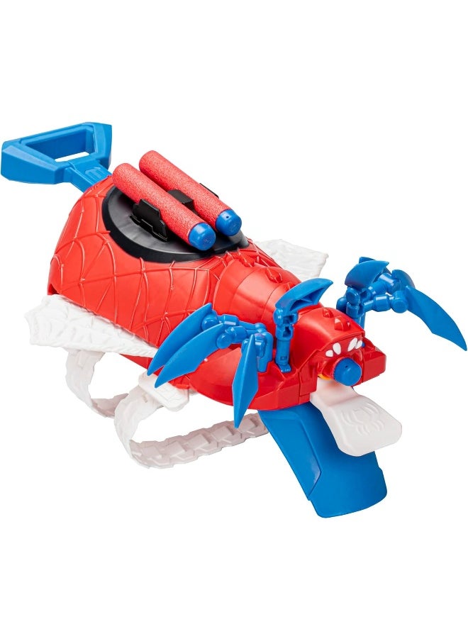 Marvel Mech Strike Mechasaurs Spider-Man Arachno Blaster, NERF Blaster with 3 Darts, Role Play Super Hero Toys